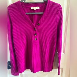 Loft pink waffle style Henley top. MP. EUC.